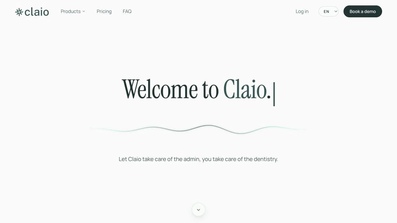 Screenshot of Claio’s English homepage.