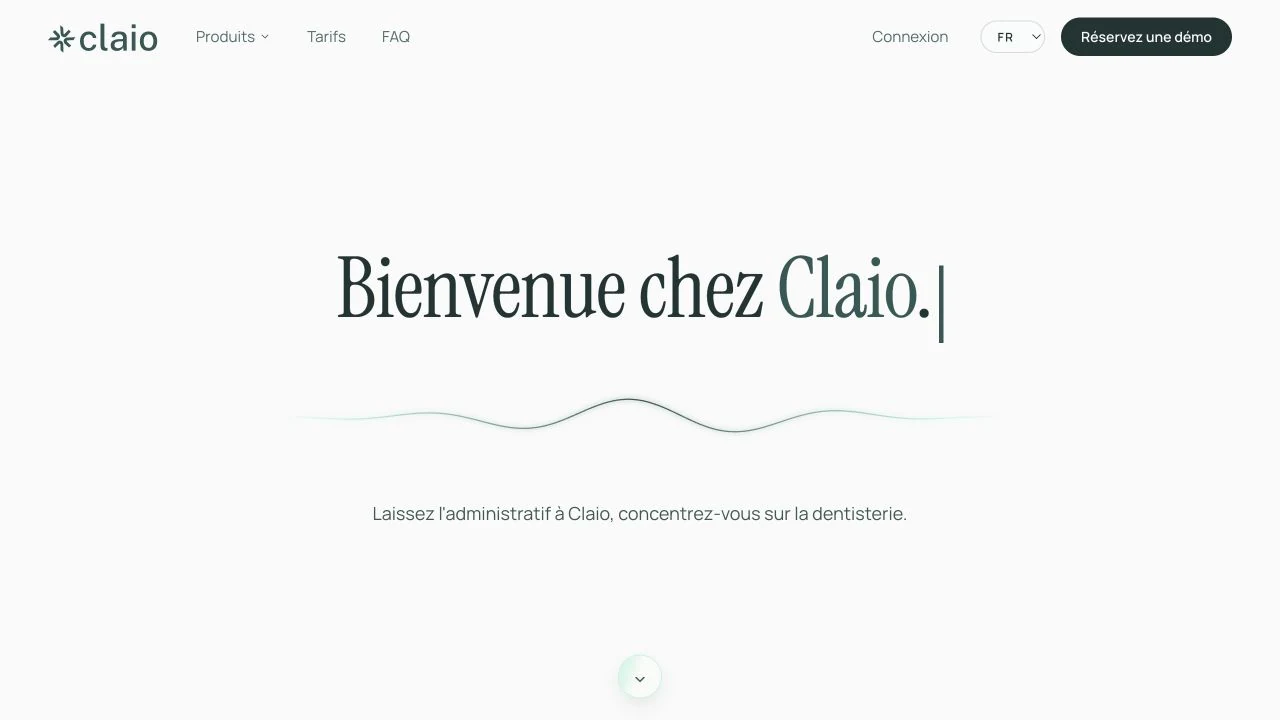Capture de la page d’accueil de Claio en français.
